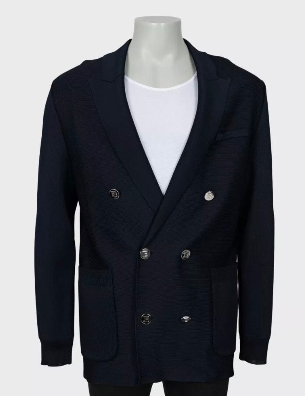 NWOT Balmain Men's Blue Double Breasted Viscose Cardigan XL
